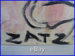 Vintage Mid Century Modern Art Painting Nude Figure Study Signed ZATZ