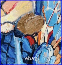 Vintage Mid Century Modern Oil Canvas Still Life Painting Signed Original Art