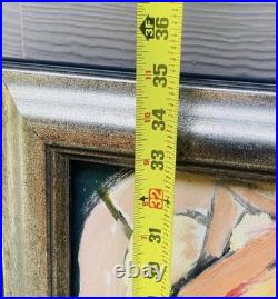 Vintage Mid Century Modern Oil Canvas Still Life Painting Signed Original Art