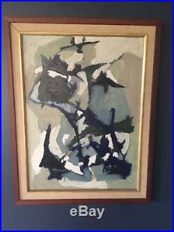 Vintage Mid Century Modern Original Abstract Oil Painting Signed And Dated