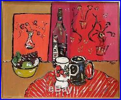 Vintage Mid Century Modern Pop Art Abstract Still Life Oil Painting