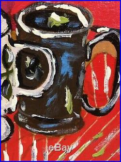 Vintage Mid Century Modern Pop Art Abstract Still Life Oil Painting