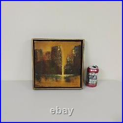 Vintage Mid Century Oil Painting City Skyline Signed Modernist