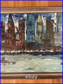 Vintage Mid Century Oil Painting of N. Y. Hudson River New York Signed by Niroe