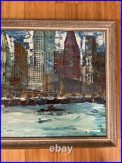 Vintage Mid Century Oil Painting of N. Y. Hudson River New York Signed by Niroe