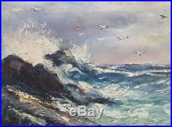 Vintage Mid-Century Oil Seascape Painting