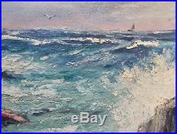 Vintage Mid-Century Oil Seascape Painting