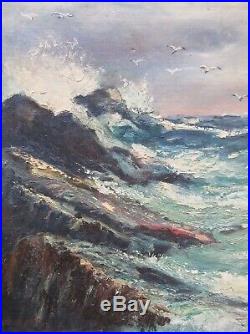 Vintage Mid-Century Oil Seascape Painting