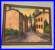 Vintage Mid-Century Village Scene Original Acrylic Painting Art Framed Signed