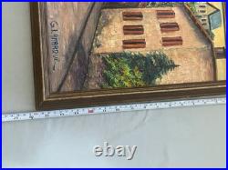 Vintage Mid-Century Village Scene Original Acrylic Painting Art Framed Signed