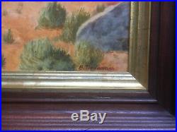 Vintage Mid Century Western Art Oil Painting Horses Cowboys Signed B Tiedemann