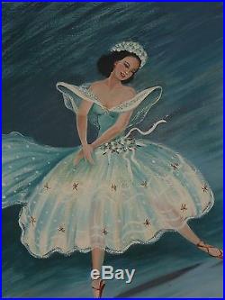 Vintage Mid Century original Oil Painting Ballet Dancer Ballerina 1960 signed