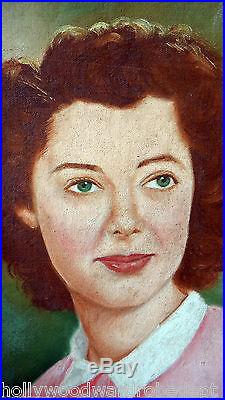 Vintage Mid century 1950 woman oil painting original art portrait Calanza found