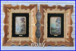 Vintage Miniatures Italy J. Wandell Landscape Sign Two Frames Drawn Rare Old 20th