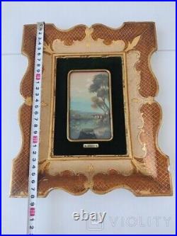 Vintage Miniatures Italy J. Wandell Landscape Sign Two Frames Drawn Rare Old 20th