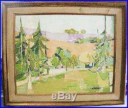 Vintage Modern Abstract Western Landscape Painting(Signed) Mid Century
