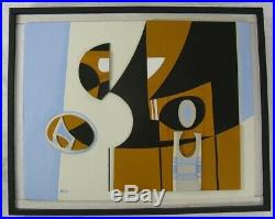 Vintage Modern Geometric Abstract Assemblage Painting Sculpture Signed Mack