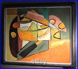 Vintage Modern Mid Century Cubist Abstract Painting Lee Levitt Asheville NC 60's