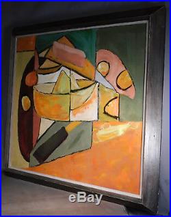 Vintage Modern Mid Century Cubist Abstract Painting Lee Levitt Asheville NC 60's