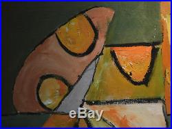 Vintage Modern Mid Century Cubist Abstract Painting Lee Levitt Asheville NC 60's