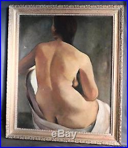 Vintage Modern Mystery Master Nude Female Painting Red Cypher Signed ELEGANT