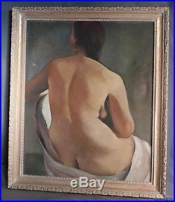 Vintage Modern Mystery Master Nude Female Painting Red Cypher Signed ELEGANT