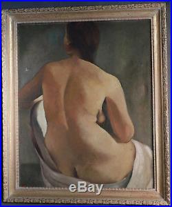 Vintage Modern Mystery Master Nude Female Painting Red Cypher Signed ELEGANT