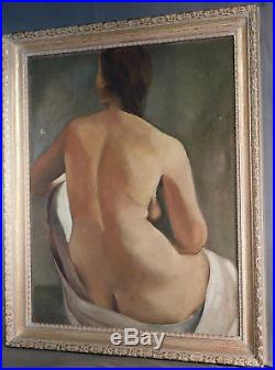 Vintage Modern Mystery Master Nude Female Painting Red Cypher Signed ELEGANT