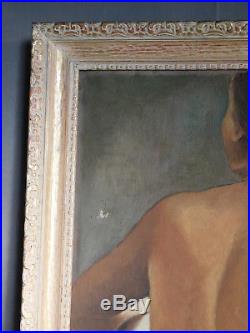 Vintage Modern Mystery Master Nude Female Painting Red Cypher Signed ELEGANT