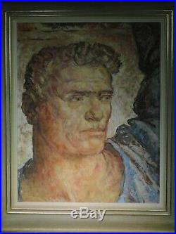 Vintage Modern REalist OIl Painting Portrait POWERFUL Man Male Karl Schenk WPA