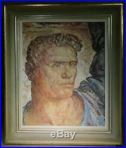 Vintage Modern REalist OIl Painting Portrait POWERFUL Man Male Karl Schenk WPA