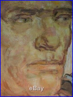 Vintage Modern REalist OIl Painting Portrait POWERFUL Man Male Karl Schenk WPA