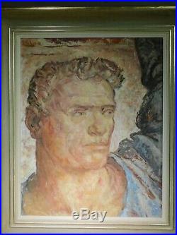 Vintage Modern REalist OIl Painting Portrait POWERFUL Man Male Karl Schenk WPA