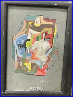 Vintage Modern Surrealist Sill Life Abstract Painting Signed Suedmeyer