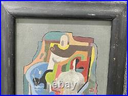 Vintage Modern Surrealist Sill Life Abstract Painting Signed Suedmeyer