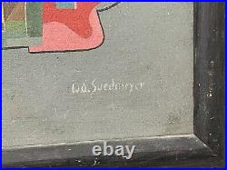 Vintage Modern Surrealist Sill Life Abstract Painting Signed Suedmeyer