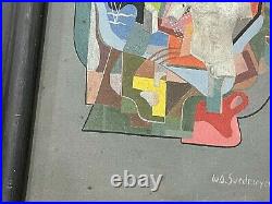 Vintage Modern Surrealist Sill Life Abstract Painting Signed Suedmeyer