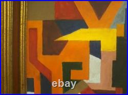 Vintage Modernist Abstract Oil On Panel Mid Century Painting signed R. B