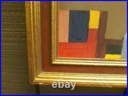 Vintage Modernist Abstract Oil On Panel Mid Century Painting signed R. B
