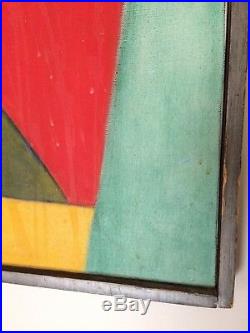 Vintage Modernist Cubist Style Oil Painting Mid-Century Modern Signed WIL 1965