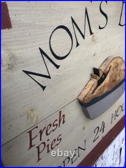 Vintage Moms Diner Pie Sign Folk Art Painted 3D Black Birds In Pie Artist Signed