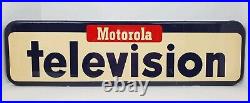 Vintage Motorola Television Painted Metal Sign Advertisement 26x7 Ultra Rare EUC