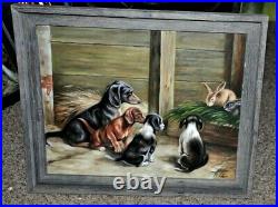 Vintage Multiple Dogs Painting Dachshund with Friends absolutely gorgeous