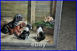 Vintage Multiple Dogs Painting Dachshund with Friends absolutely gorgeous