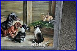Vintage Multiple Dogs Painting Dachshund with Friends absolutely gorgeous