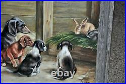 Vintage Multiple Dogs Painting Dachshund with Friends absolutely gorgeous