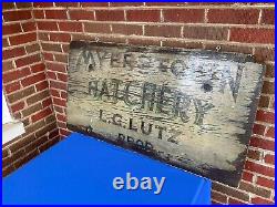 Vintage Myerstown Hatchery Painted Wood Sign