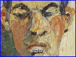 Vintage NEO EXPRESSIONIST MODERNIST MALE FIGURE OIL PAINTING MID CENTURY Signed