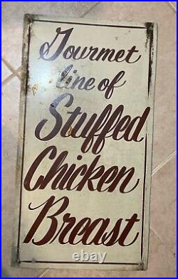 Vintage NJ Hand Painted Pickup Truck Cap & Chicken Breast Advertising Sign