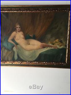 Vintage NUDE Oil On Canvas Painting Signed